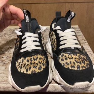 Moschino Black and leopard tennis shoes